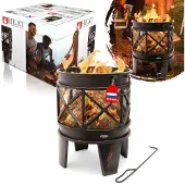 Heat Feuerkörbe 42 cm – Feuerkörbe für den Garten - Feuerstelle Outdoor & Feuertonne - Feuerkörbe mit opt. Grillrost aus hochwertigem Stahl - Feuerkorb für den Garten - 42x42x53 cm