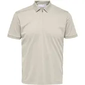 Selected Homme Slhfave Zip Ss Polo Noos, Herren Polohemd mit halbem Reißverschlu