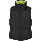 Urban Classics Ladies Reversible Cropped Puffer Vest Black/frozenyellow Größe: M | Gilets Outlet | Damen | Schwarz