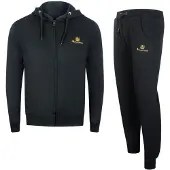 Aquascutum - Schwarzes Set Aus Kapuzenpullover Und Trainingshose Mit Reißverschluss