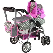 Alice 14955 2-in-1-Puppenwagen, rosa mit Sternchen