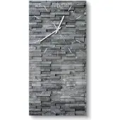 DEQORI Glasuhr 30x60 cm Modern 'Natursteinmauer' Wanduhr Glas Uhr Design leise