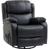 Dopwii Massagesessel, Wärme- & Liegefunktion, Kunstleder, bis 150kg, 97x92x104cm, Schwarz