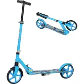 Dopwii Tretroller, höhenverstellbar, Hinterradbremse, faltbar, 100 kg belastbar, Blau