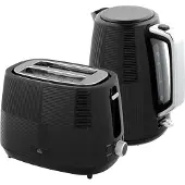 Slyrun Wasserkocher- und Toaster-Set, 1,7 L, verschiedene Funktionen, Edelstahl, Schwarz