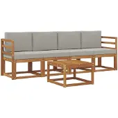 vidaXL Outdoor-Sofagarnitur 5 stk. Natürlich und Hellgrau