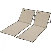 Welikera Strandliege, klappbar, verstellbare Rücklehne, Seitentasche, weiche Polsterung, Stahlrahmen, Beige, 142x51x40cm