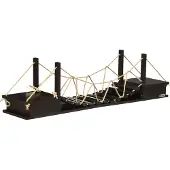 Novzep Katzenkletterwand mit Hängebrücke und Regal, Braun, 96x20x25,5 cm