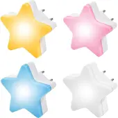 Dopwii Nachtlicht LED Stern Nachtlicht, lichtempfindlich,für Steckdosen ,Sterne, Sternform, 4er-Pack