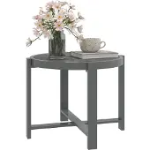 Welikera Beistelltisch Gartentisch Rund wetterfest Aluminium Balkontisch mit Marmoroptik Grau