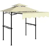 Welikera Grillpavillon 242x149x248 cm wasserabweisend flammhemmend Gartenpavillon mit Doppelschichtdach Beige