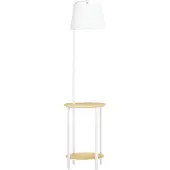 HOMCOM Stehleuchte, Standlampe mit 2 Ablagen, 40 W Stehlampe, Standleuchte, Weiß