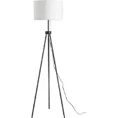 Welikera Stehlampe Stehleuchte Standleuchte E27, Stahl+Polyester, 37x37x152cm (Schwarz+Weiß)
