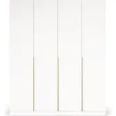VIKK , Kleiderschrank, Drehtürenschrank Weiß, 200cm breit, Schrank FINN, Gold