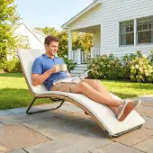 Sweiko Poly Rattan Sonnenliege S-förmige Gartenliege mit Auflage atmungsaktive Sitzfläche Stahlrahmen