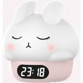 Novzep Wecker mit Kaninchen-Ambiente, USB-Ladeanschluss, 6-Farben-Nachtlichtmodus (Pink)