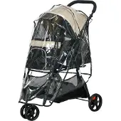MEIYOU HaustierbuggyHundebuggy,klappbar,mitRegenschutz,2Getränkehalter,Blau+Khaki