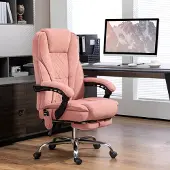 Sweiko Ergonomischer Bürostuhl mit Massagefunktion, Fußstütze, drehbar, rollbar, Rosa
