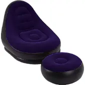 Dopwii Aufblasbares Samt-Sofa, Einzelsessel mit Fußhocker, Dickes Luftsofa, Relaxsessel, Tiefblau