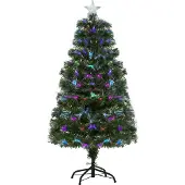 HOMCOM Weihnachtsbaum Christbaum 1,2 m 130 Zweige mehrfarbige Lichteffekte