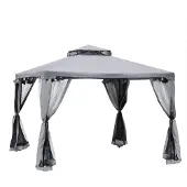 SUGIFT Pavillon 3x3 m mit Seitenteilen – Doppeldach, Metall, wasserdicht