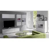 Fun Moebel Mediawand Wohnwand 5 tlg - LABRI 6 - Weiss Hochglanz