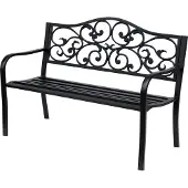 Outsunny Gartenbank 3-Sitzer Sitzbank Stahlbank Bank mit Armlehnen Gusseisen