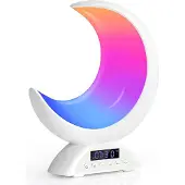 Dopwii Mond-Design Wecker mit Bluetooth-Lautsprecher – 19 Lichtmodi, einstellbare Helligkeit, für Schlafzimmer/Büro