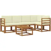 vidaXL Outdoor-Sofagarnitur 6 stk. Natur und Creme