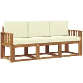 vidaXL Outdoor-Sofagarnitur 3 stk. Natur und Creme