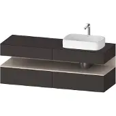 Duravit Collection One Konsolenwaschtischunterbau, 2 Auszüge, 2 Schubkästen, Ausschnitt rechts, 1600x550x600mm, Nische Taupe Matt, QA4778091800010, Farbe: Graphit Supermatt/mit Nischenbeleuchtung