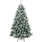 HOMCOM Künstlicher Weihnachtsbaum 180 cm künstlich Tannenbaum mit Schnee