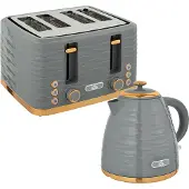 Welikera 2-in-1 Toaster und Wasserkocher Set, 7 Bräunungsstufen, Auftau- und Aufwärmfunktion, Grau