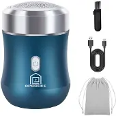Dopwii Elektrorasierer, tragbarer Metallrasierer, Gehäuse aus Aluminiumlegierung, Mini-Gehäuse, abnehmbare Klinge, blau
