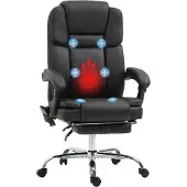 Dopwii Vinsetto Verstellbarer Bürostuhl mit 6 Massagepunkten, Wärmefunktion, Fußstütze, Kunstleder, Schwarz