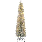 Welikera Weihnachtsbaum 210 cm, LED-Lichterkette, Kunstkette, flammhemmend, Metallbasis, Grün