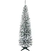 Welikera Künstlicher Weihnachtsbaum, 210 cm, beschneite PVC-Zweige, klappbar, Metallständer, Grün/Weiß