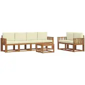 vidaXL Outdoor-Sofagarnitur 7 stk. Natur und Creme