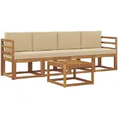 vidaXL Outdoor-Sofagarnitur 5 stk. Natur und Beige