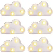 Novzep LED Wolken Nachtlicht, 6 Stück, Kinderzimmer Wanddeko, Party & Babyzimmer Beleuchtung