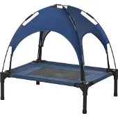 Slyrun Wetterfestes Outdoor-Hundebett mit Baldachin, 61x46x62 cm, Blau-Schwarz für Hunde
