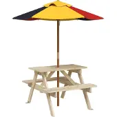 vidaXL Picknicktisch für 4 Kinder mit Sonnenschirm Massivholz Tanne