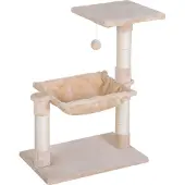 PawHut Kletterbaum Katzenbaum Kratzbaum mit Sisalsäule Spanplatte Beige