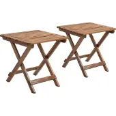 Welikera Terrassentisch-Set, 2 Klapptische aus Akazienholz, 45x45x45cm, Teak