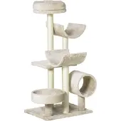 MEIYOU Katzenbaum/Katzenkratzbaum mit Tunnel, Beige, L50 × B40 × H105 cm