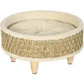 PawHut Hundebett, Erhöhtes Hundeliege mit Kissen, Katzenbett, Haustierbett, Rund