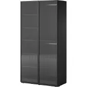 Furniture24 Kleiderschrank Sandbox Drehtürenschrank Schrank 101X200X51 Cm Schwarz/Glasflöten