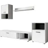 Furniture24 Wohnwand Halo Anbauwand Schrankwand Weiß matt