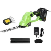 Outsunny 2-in-1 Akku Heckenschere Elektrischer Hecken & Strauchschere Grün