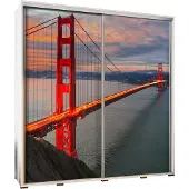 Furniture24 Schwebetürenschrank PENELOPA 205 Schrank Kleidereschrank mit Grafiken Golden gate bridge